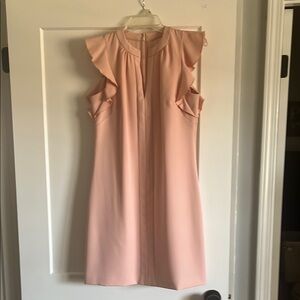 Elegant Pink Ruffle Sleeve Dress